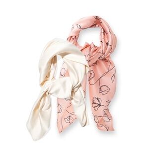 LARK & IVES Pink Floral Cream Multipurpose/Hair Scarf Bundle